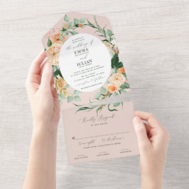 Botaniska Boho Greenery Rosa Blommigt Bröllop