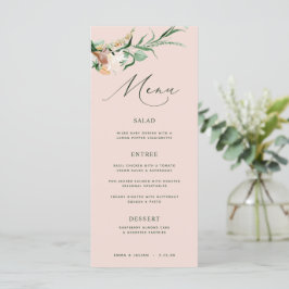 Botaniska Boho Greenery  Rosa Bröllop Menu Meny