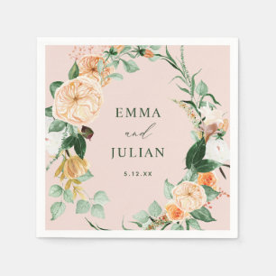 Botaniska Boho Greenery Rosa Personlig Bröllop Pappersservett