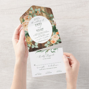Botaniska Boho Greenery Woodgrain Rustic Bröllop