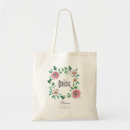 Botaniska Boho Grönt Rosa Blommigt Brides Team Tygkasse