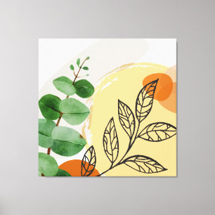 Botaniska Boho-Gröntens Orange Canvastryck