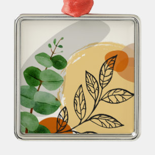 Botaniska Boho-Gröntens Orange Julgransprydnad Metall