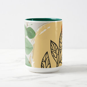 Botaniska Boho-Gröntens Orange Två-Tonad Mugg