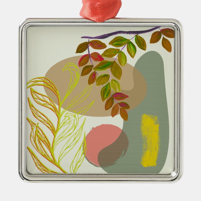 Botaniska Boho-Gultens Grönt Julgransprydnad Metall (Framsidan)