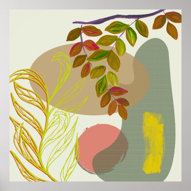 Botaniska Boho-Gultens Grönt Poster (Framsidan)