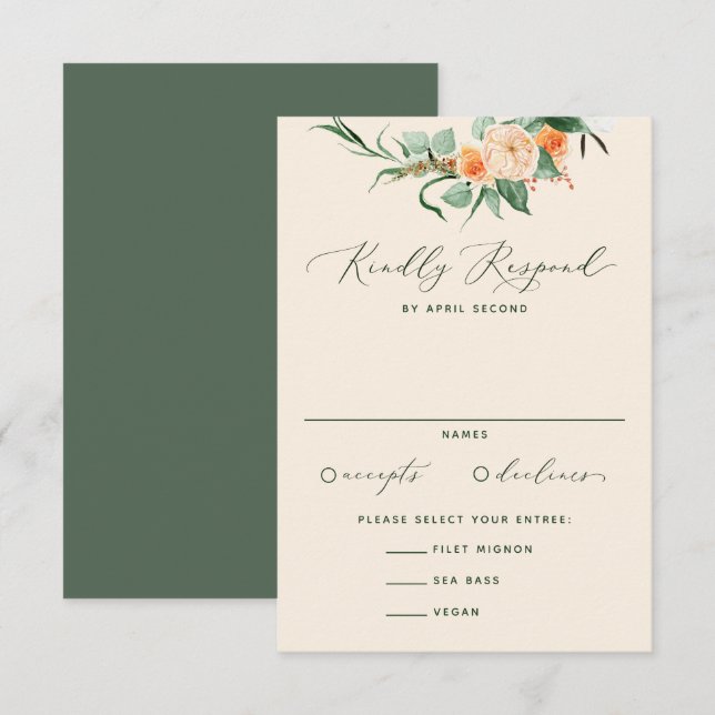 Botaniska Boho-Neutralten Greenery Peach Bröllop OSA Kort (Fram/baksida)