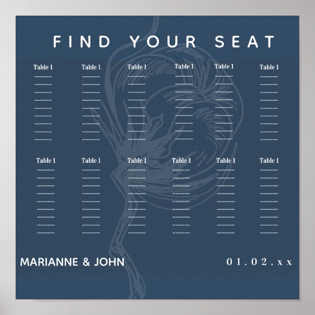 Botaniska bomullsplantan Blue Bröllop Poster (Framsidan)