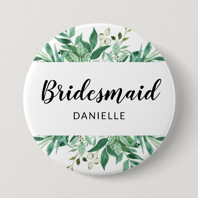 Botaniska bridesmaid Monogrammed färsk blomma Knapp (Framsida)