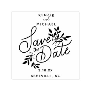 Botaniska bröllop spara datum Söt Hand plockade Självfärgande Stämpel