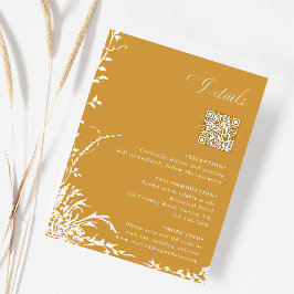 Botaniska bröllops QR-koddetaljer Amber Tilläggskort