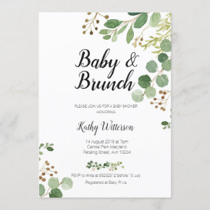 botaniska brunchdusch i baby inbjudningar