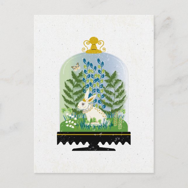 Botaniska Bunny Rabbit Cloche 3 Vykort (Framsida)