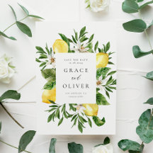 Botaniska citroneblommor ram inbjudan att spara da