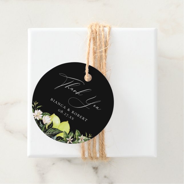 Botaniska citroner bröllop tack presentkort gåvor etiketter (På plats)