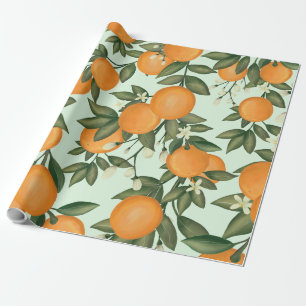 Botaniska citrus Greenery, färska sommarOrangar Presentpapper