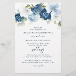 Botaniska Dusty Blue Greenery Budget Bröllop Brevpapper