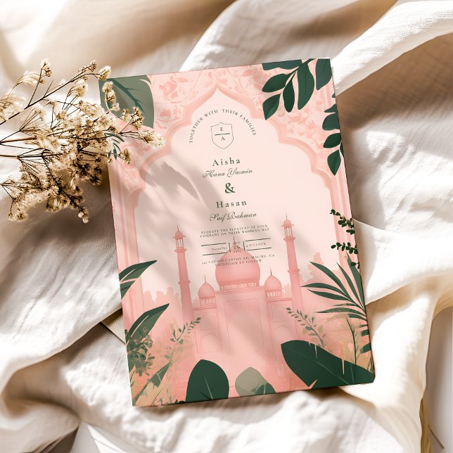 Botaniska Elegantens Blommigt Islamiska Bröllop Inbjudningar (Skapare uppladdad)