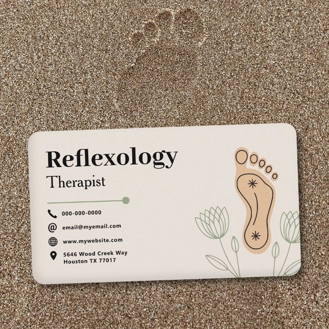 Botaniska element & Fotavtryck - Reflexologi Visitkort (Botanical Elements & Footprint - Reflexology Business Card)