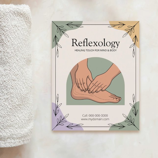 Botaniska element & jordtoner - reflexologi flygblad (Botanical Elements & Earth Tones - Reflexology Flyer)