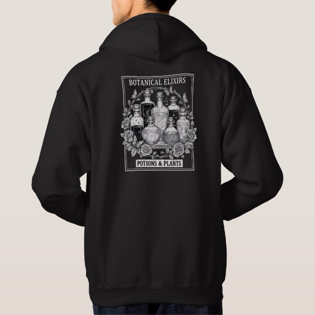 Botaniska Elixirer Flaskor för Trolldrycker Grafik Hoodie (Baksida)