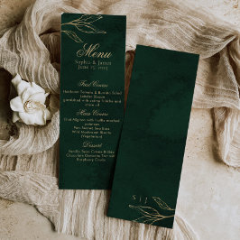 Botaniska Emerald Grönt och Guld Elegant bröllop Meny