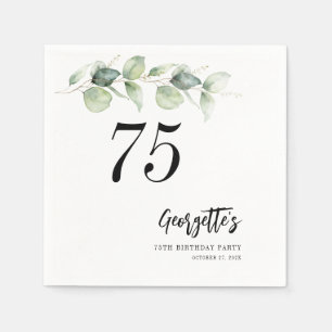 Botaniska Eucalyptus Greenery 75:e Birthday Papper Pappersservett