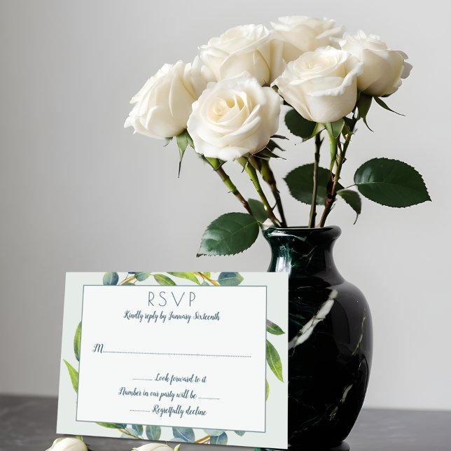 Botaniska Eucalyptusblad Bröllop RSVP-kort Inbjudningar (Skapare uppladdad)