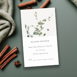 Botaniska eukalyptus Diaper Raffle Baby Shower Tilläggskort