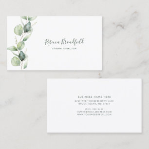 Botaniska eukalyptus Elegant Script Beauty Salon Visitkort
