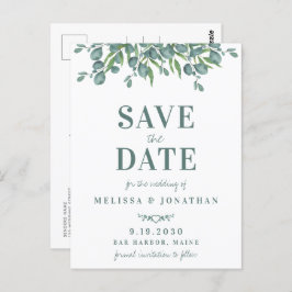 Botaniska eukalyptus Foliage Bröllop spara datum Vykort