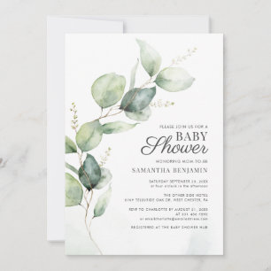 Botaniska eukalyptus Greenery Baby Shower Inbjudningar