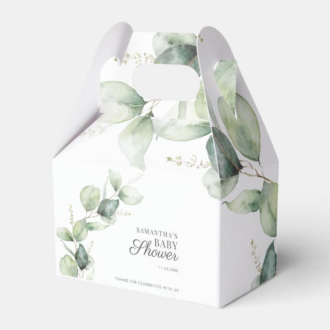 Botaniska eukalyptus Greenery Baby Shower Presentaskar (Framsidan Sidan)