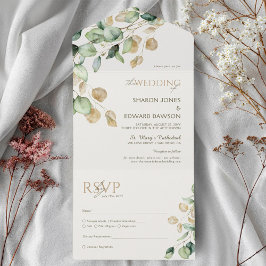 Botaniska eukalyptus Greenery & Guld Chic Bröllop