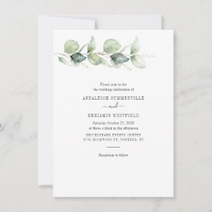 Botaniska eukalyptus Greenery Rustic Bröllop Inbjudningar