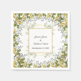 Botaniska eukalyptus Guld Ram Bröllop Pappersservett