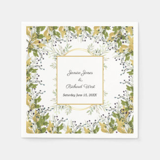 Botaniska eukalyptus Guld Ram Bröllop Pappersservett