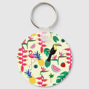 Botaniska fåglar och frukt nyckelring