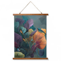 Botaniska fåglar Tapet i lila och orange dekoratio