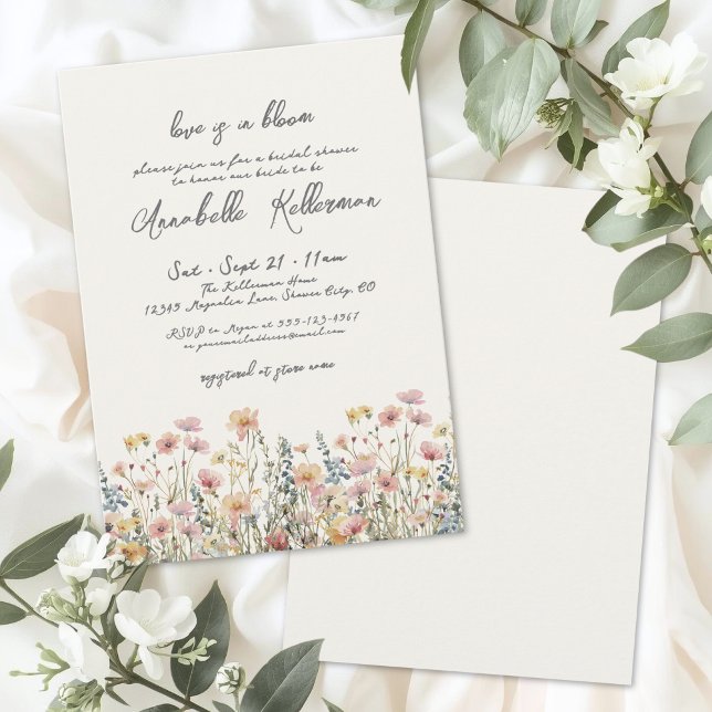 Botaniska färgrika vilda blommor bröllopsdusch inbjudningar (Botanical Colorful Wildflowers Bridal Shower Invitation)