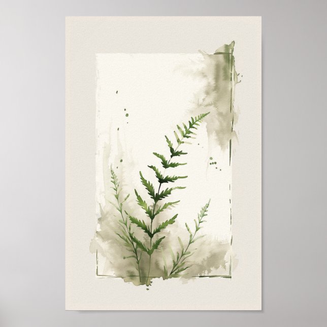 Botaniska Fern Löv Elegant Poster (Framsidan)