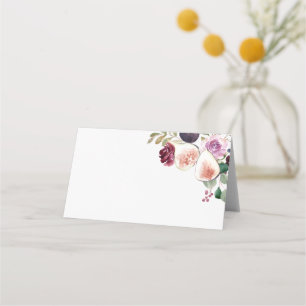 Botaniska Figs och Berry Burgundy Blommigt Bröllop Placeringskort