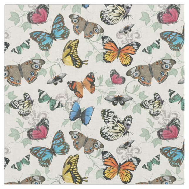 Botaniska fjärilar, luscious Print Tyg (Närbild)