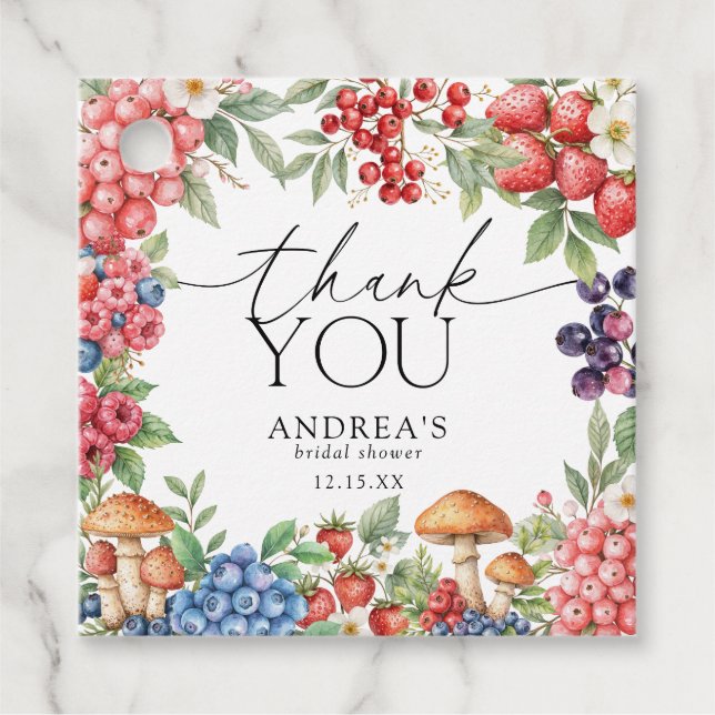 Botaniska Forest Berries Tack favor Gåvor Etiketter (Framsida)