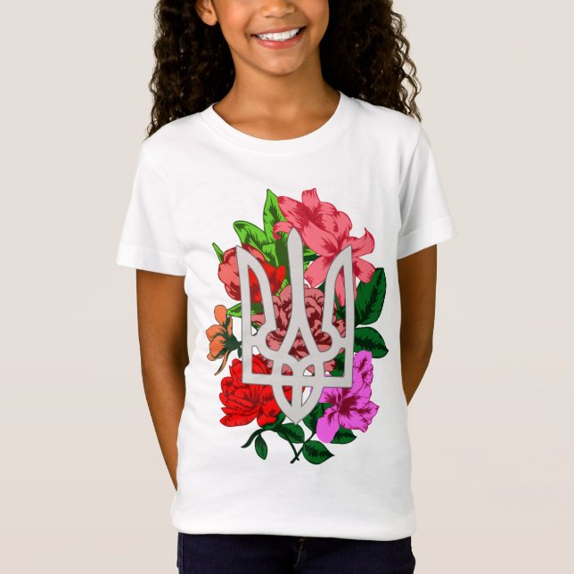 Botaniska fortfarande och ukrainska tridentaltryzu t shirt (Framsida)
