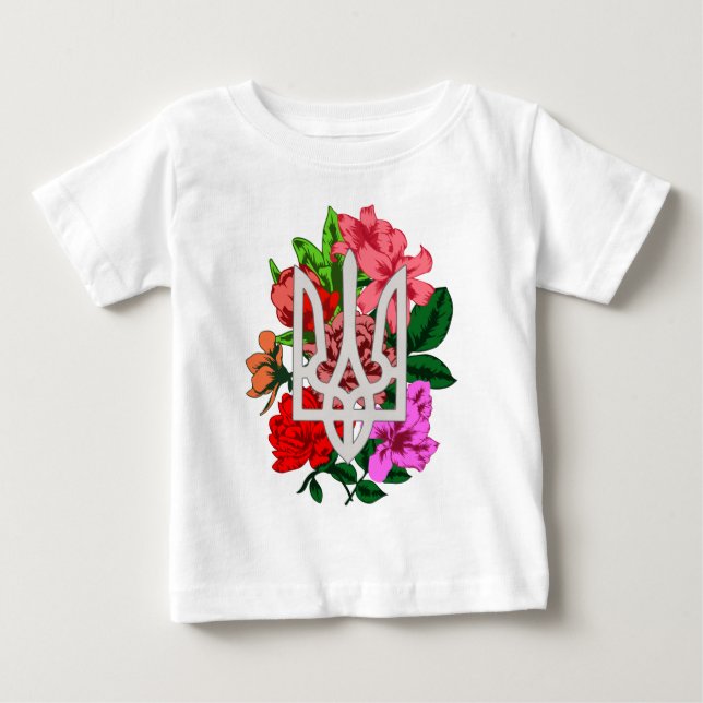 Botaniska fortfarande och ukrainska tridentaltryzu t shirt (Framsida)