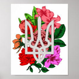 Botaniska fortfarande och ukrainska trupper tryzub poster