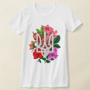 Botaniska fortfarande och ukrainska trupper tryzub t shirt