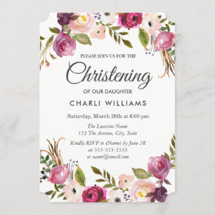 Botaniska Garden Blommigt Christening baptism inbj Inbjudningar