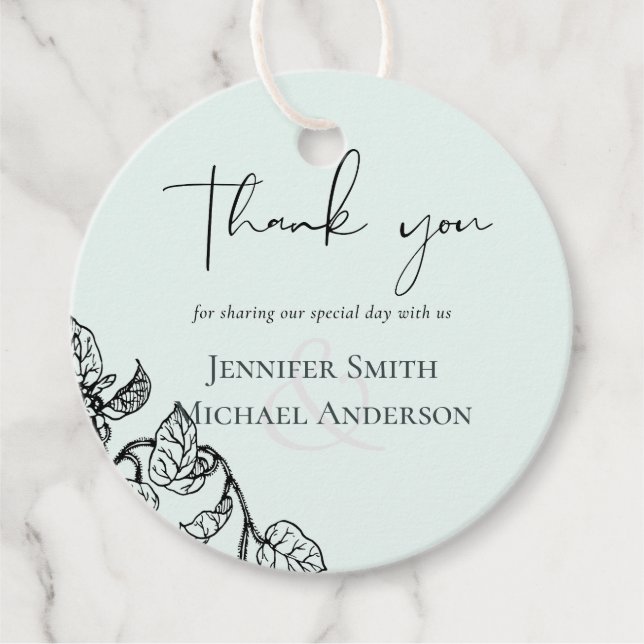 Botaniska Garden Lövs budget Bröllop Gåvor Etiketter (Framsida)